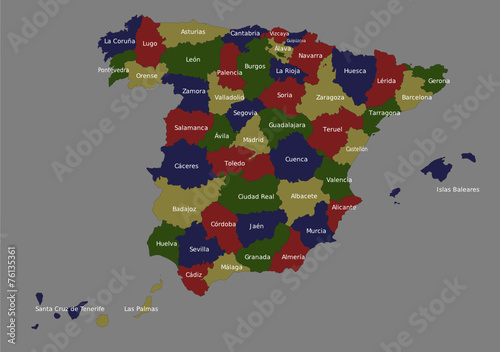 Highly detailed political Spain map