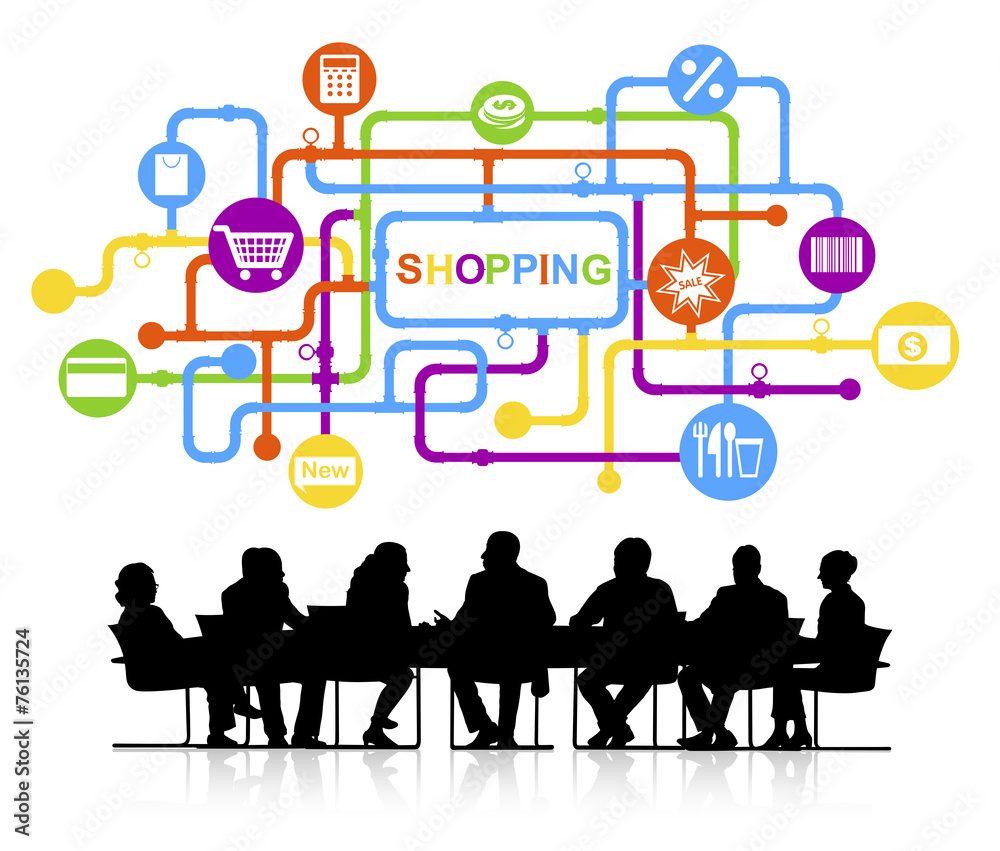 Group Business People Meeting Shopping Concept Group Business People Meeting Shopping Concept