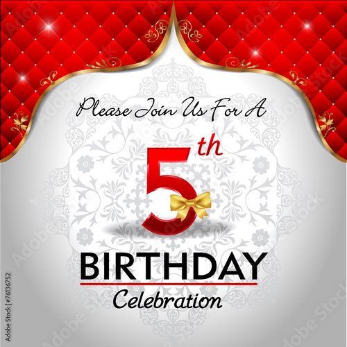 celebrating 5 years birthday, Golden red royal background