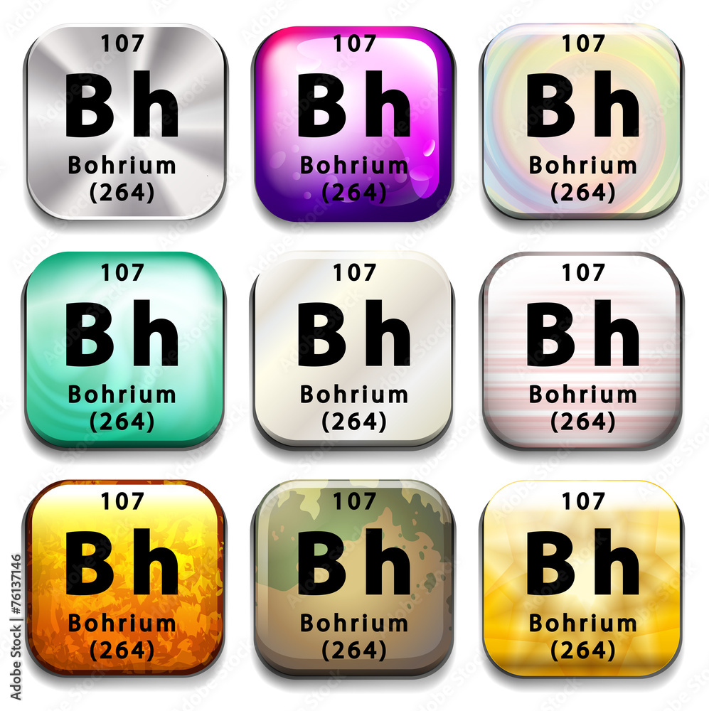 A periodic table button showing the Bohrium A periodic table button showing the Bohrium