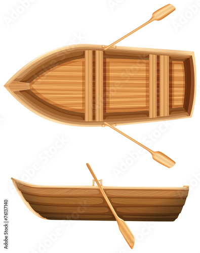 A top and side view of a boat