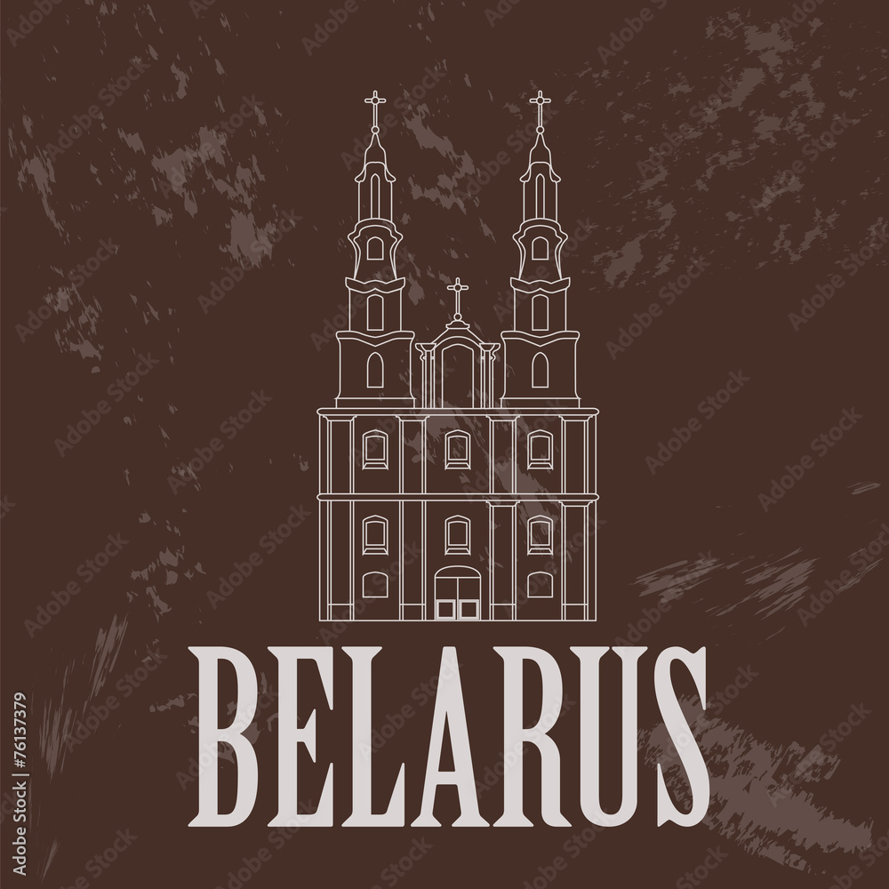 Belarus landmarks. Retro styled image