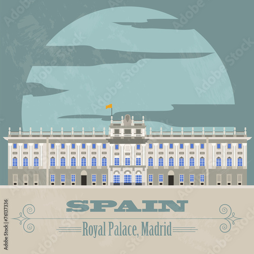 Spain landmarks. Retro styled image