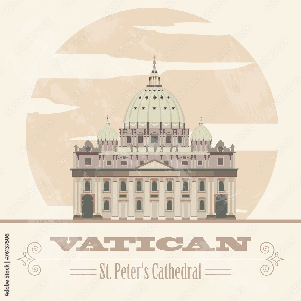 Vatican landmarks. Retro styled image