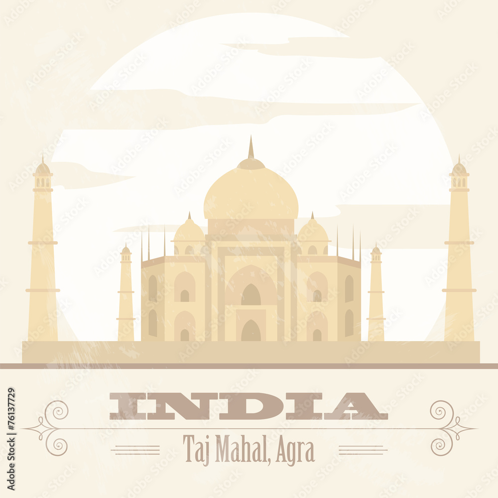 India landmarks. Retro styled image