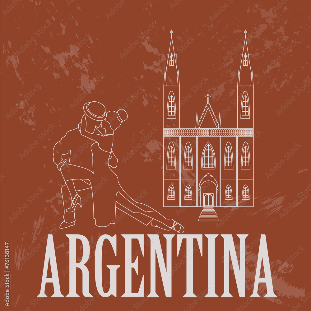 Argentina landmarks. Retro styled image - obrazy, fototapety, plakaty 