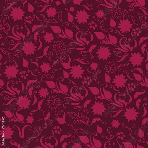 Seamless floral pattern hand-drawn in vintage style