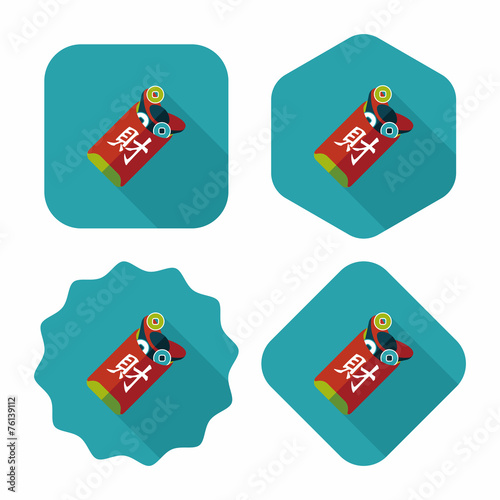 Chinese New Year red envelope flat icon with long shadow,eps10
