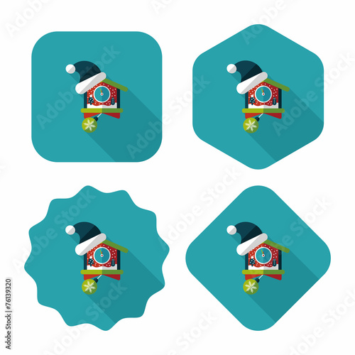 Christmas clock flat icon with long shadow,eps10
