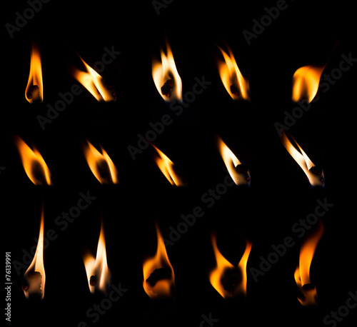 Candle flame set on black background