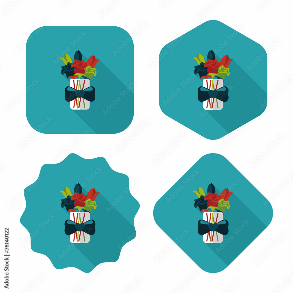 Fototapeta premium Valentine's Day flower flat icon with long shadow,eps10