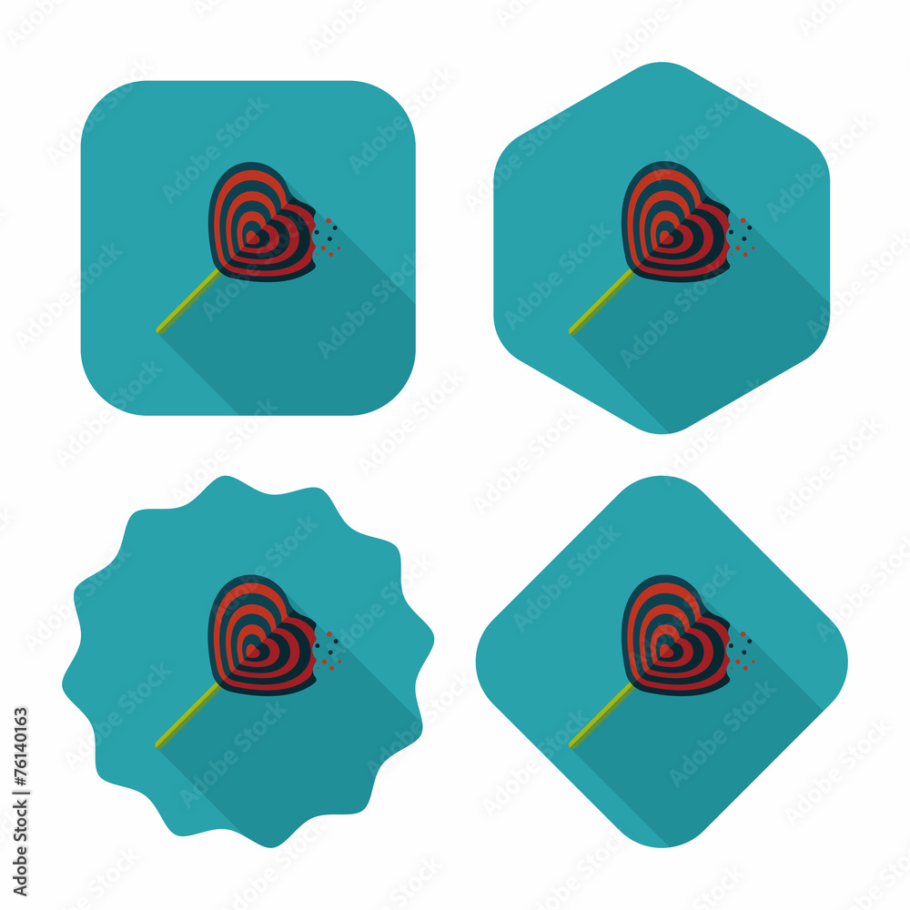 Valentine's Day lollipop flat icon with long shadow,eps10 Valentine's Day lollipop flat icon with long shadow,eps10