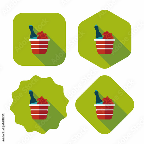 Valentine's day champagne flat icon with long shadow,eps10