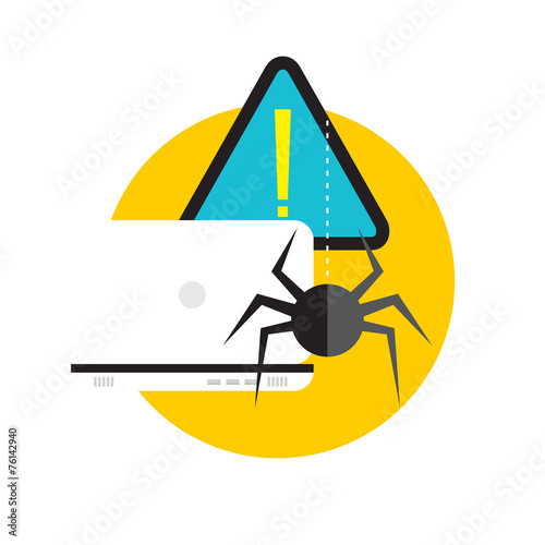 viruses hacking and e-mail spam flat