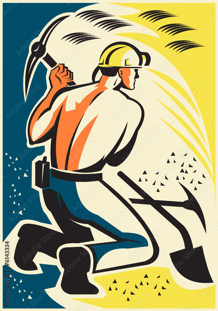 Coal Miner Mining Digging Pick Ax Retro Coal Miner Mining Digging Pick Ax Retro