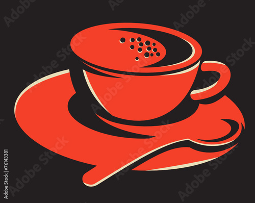 Coffee Cup Bubbles Spoon Retro