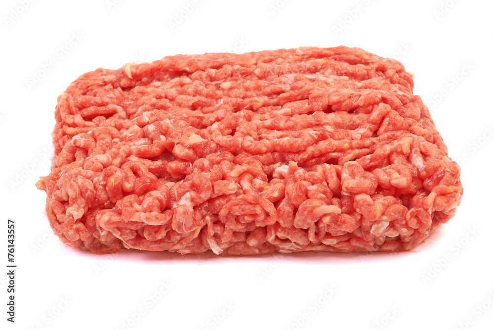 Raw pork meat ground beef isolated on white background. Raw pork meat ground beef isolated on white background.