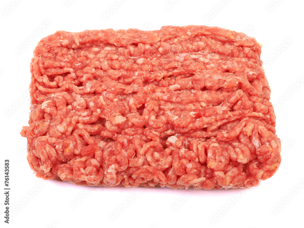 Raw pork meat ground beef isolated on white background. Raw pork meat ground beef isolated on white background.