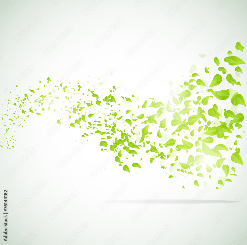 Vector wave background with leaves. Vector wave background with leaves.