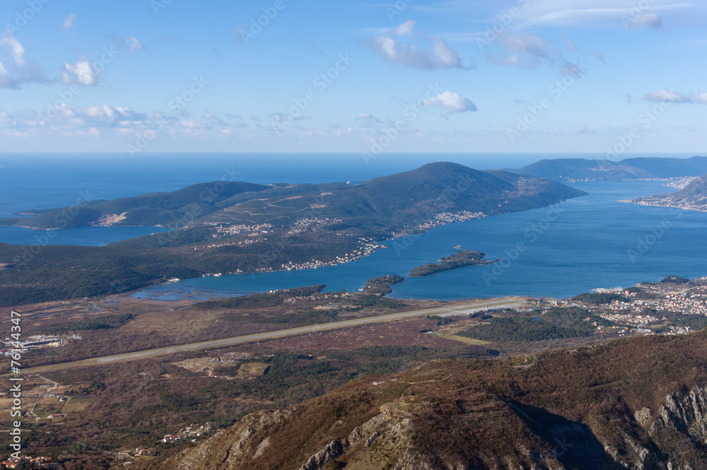 View of Lustica peninsula and Boka  Kotorska. Montenegro