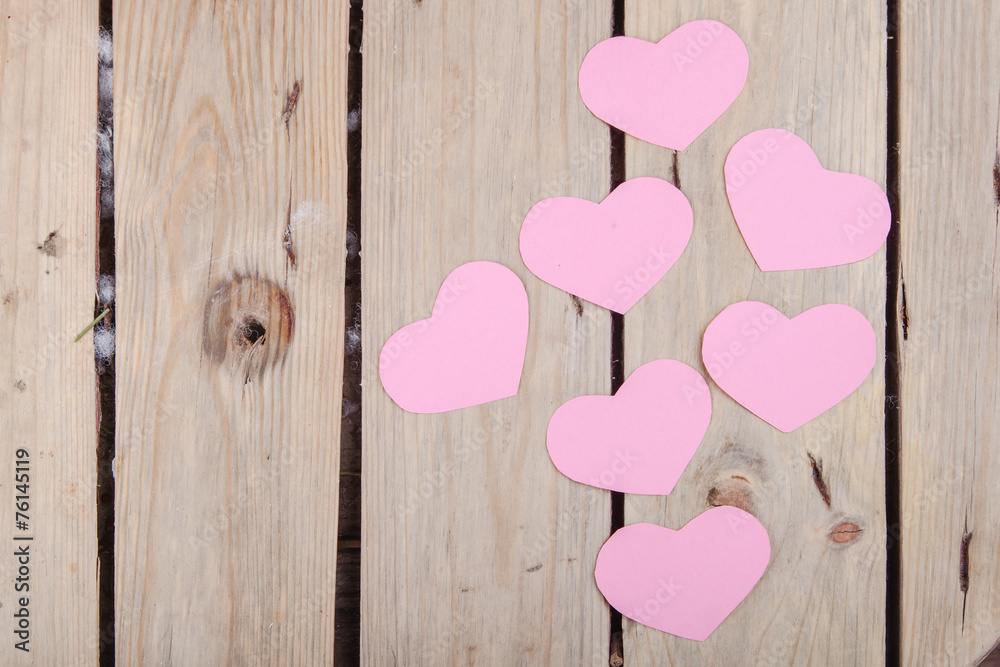 Pink paper Saint Valentines hearts