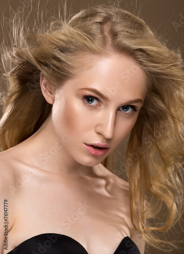 Beautiful woman with long blond hair