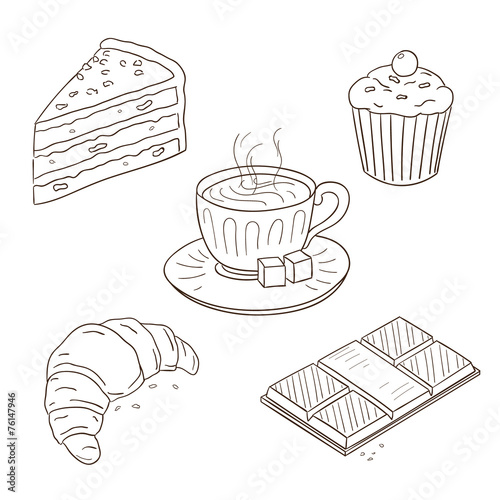 Collection Of Dessert Illustrations In Sketch Style
