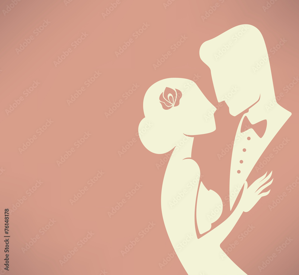 bride and groom, wedding card in elegant style bride and groom, wedding card in elegant style