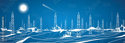 Petroleum panorama, industrial landscape, power plant