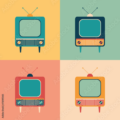Colorful set of retro TVs.
