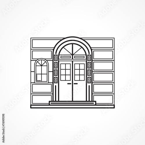 Facade arch door black line icon