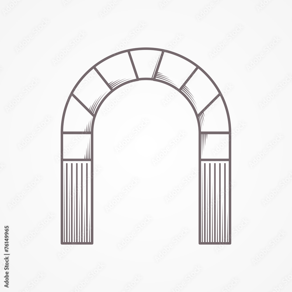 Flat line design round arch