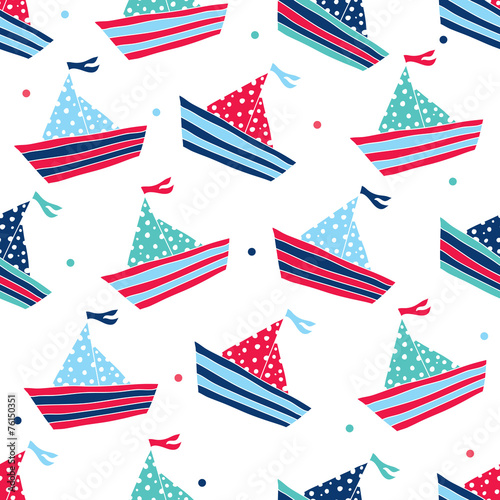 Cute ships seamless pattern