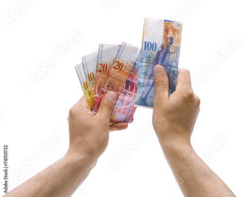 Schweizer Franken in der Hand