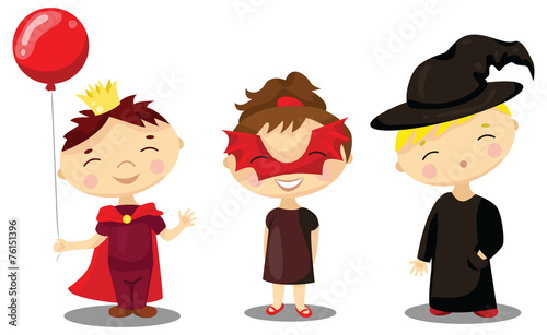 Children in masquerade costumes
