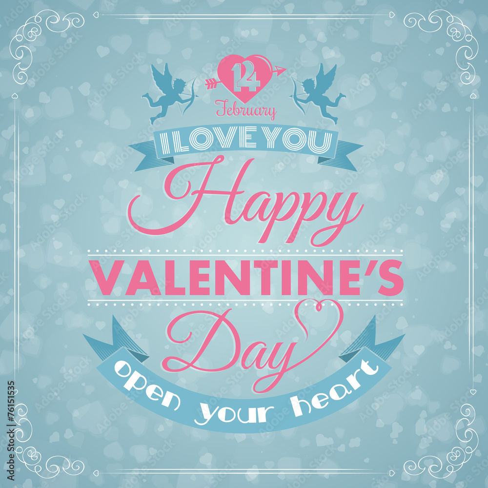 happy valentines day card. hearts background.