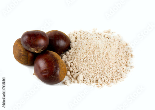 chestnut flour isolated on white