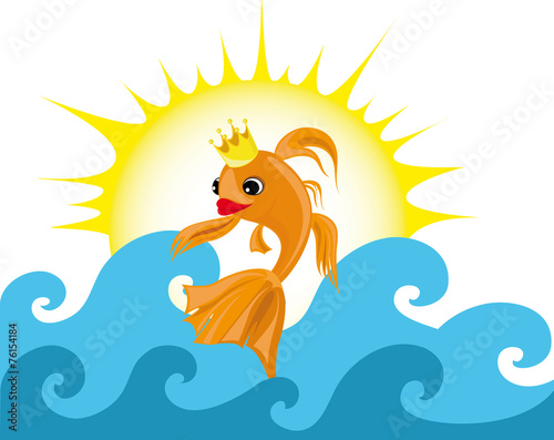 Colorful background with gold fish