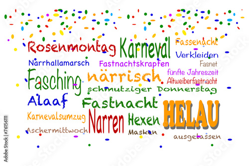 tag cloud Karneval mit Konfetti