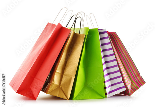 Paper shopping bags isolated on white background