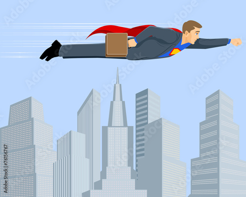 Superbusinessman above the city