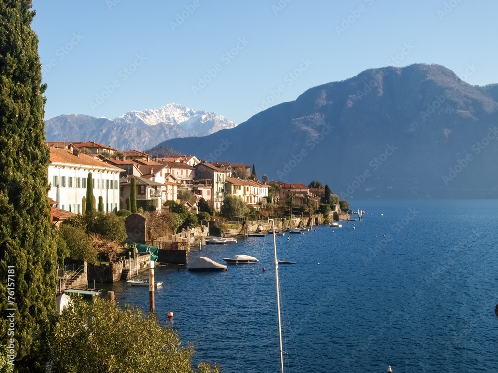Fototapeta premium Sala Comacina, lake of Como. The small gulf with the harbor and