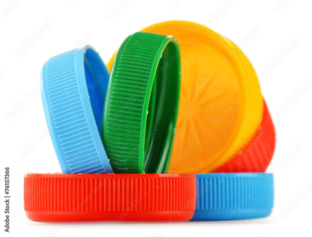 Plastic bottle caps isolated on white Plastic bottle caps isolated on white