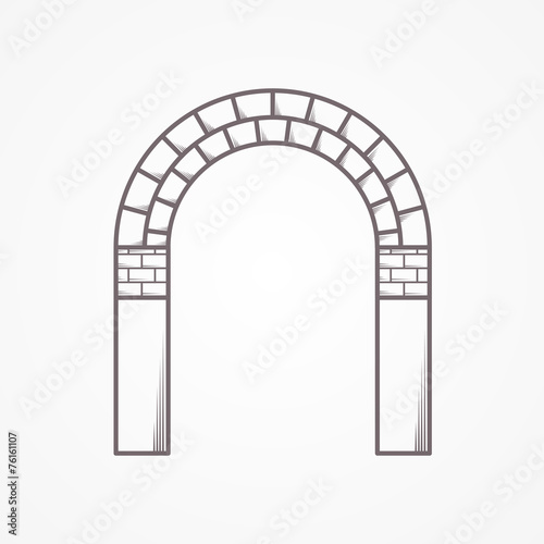 Obraz na płótnie Flat line brick archway vector icon w salonie