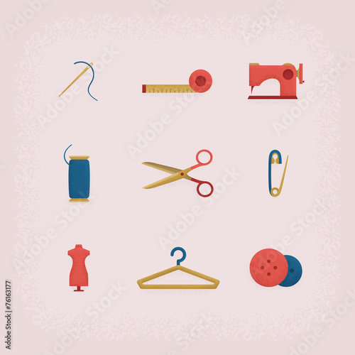 Collection of vintage retro tailor equipment