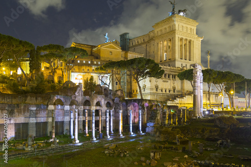 Roman forum at night colorful - moody