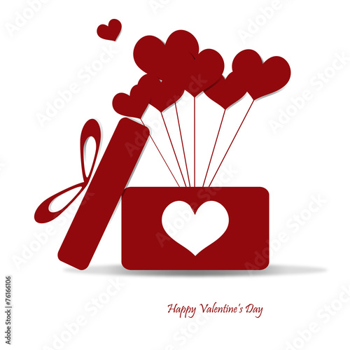 Open box with heart balloon vector illustration. Eps 10.