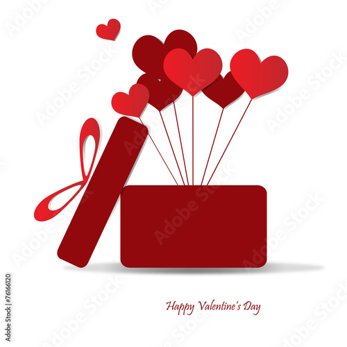 Open box with heart balloon vector illustration. Eps 10.
