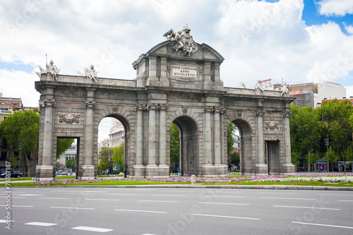 Alcal Gate a monument in the Independence Square in Madrid photo