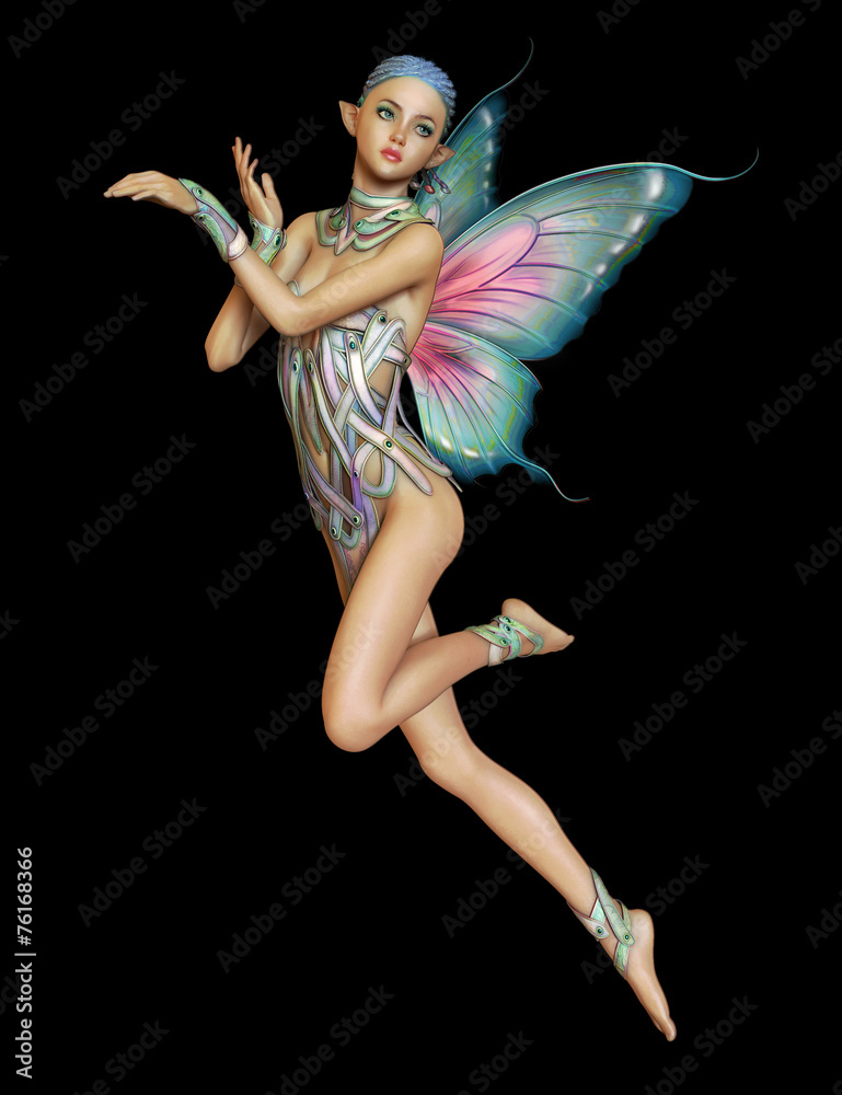 Floating Purple Fairy, 3d CG CA - obrazy, fototapety, plakaty 